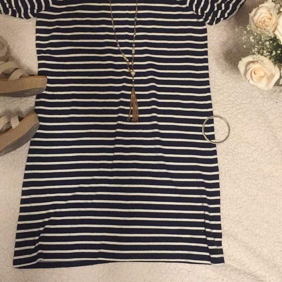 ⚡️FLASH SALE⚡️ Striped White and Navy LOFT Dress - Picture 5 of 5